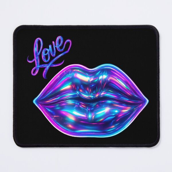 Item preview, Neon Holographic Love Lips – Futuristic Pop Art Wall Print designed and sold by Psycho-Crazy.