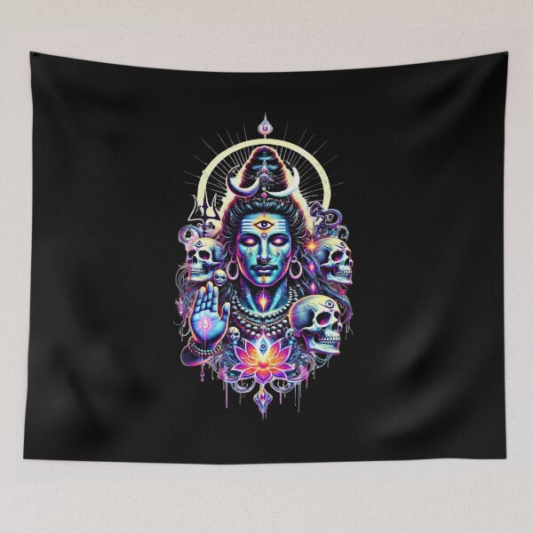 Artikelvorschau, Psychedelischer Shiva mit Totenköpfen entworfen und verkauft von PSYNOVA.