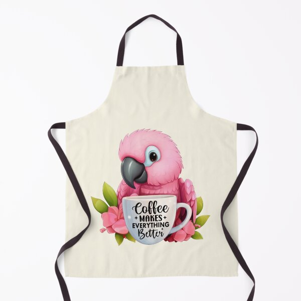 Item preview, Cute  Cartoon parrot with coffee, pink parrot with pink flower designed and sold by Coolparrotgirl.