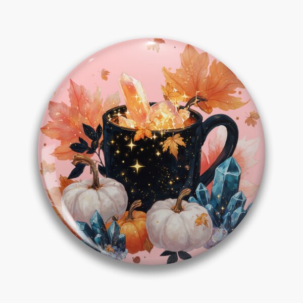 Item preview, Magical Autumn Mug with Crystals, Pumpkins, and Leaves designed and sold by Anastasiia Yurevych.