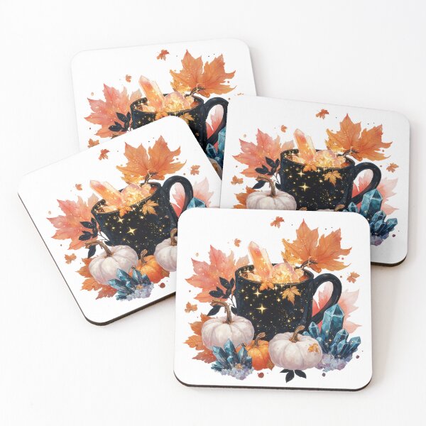 Item preview, Magical Autumn Mug with Crystals, Pumpkins, and Leaves designed and sold by Anastasiia Yurevych.