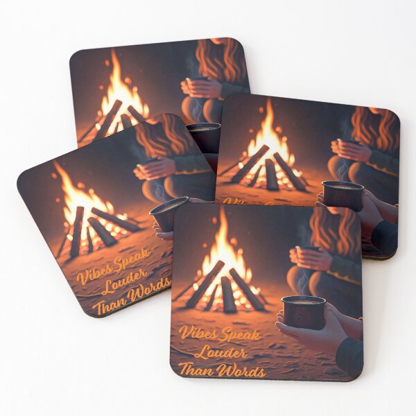 Item preview, Vibes Speak Louder Than Words – Cozy Campfire Night designed and sold by PiggFamilyPrint.