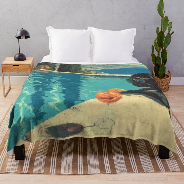 Item preview, Black Pug Poolside on the Italian Riviera designed and sold by Janine Aykens.