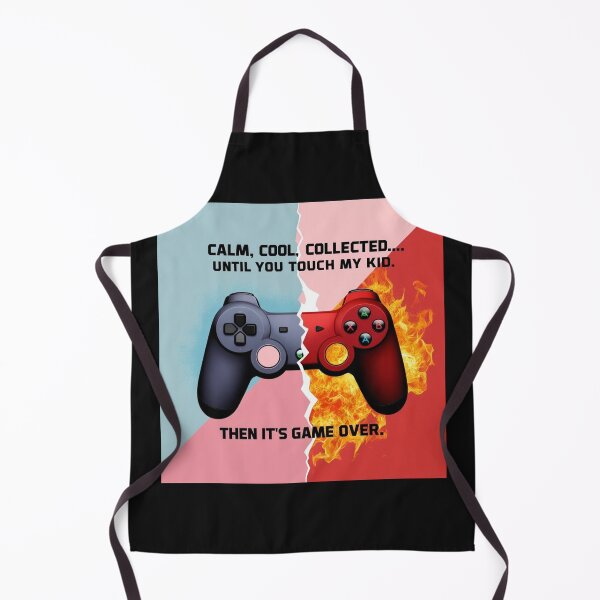 Item preview, Calm Cool Collected-Until You Touch My Kid Then It's Game Over Design for Mothers Bold Red Pink and Teal with Fire Game Controller designed and sold by TSFPrints.