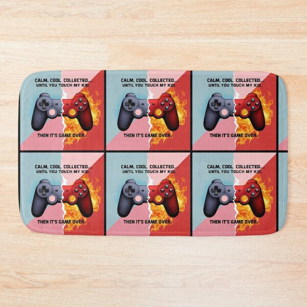 Item preview, Calm Cool Collected-Until You Touch My Kid Then It's Game Over Design for Mothers Bold Red Pink and Teal with Fire Game Controller designed and sold by TSFPrints.