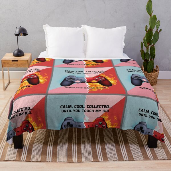Item preview, Calm Cool Collected-Until You Touch My Kid Then It's Game Over Design for Mothers Bold Red Pink and Teal with Fire Game Controller designed and sold by TSFPrints.