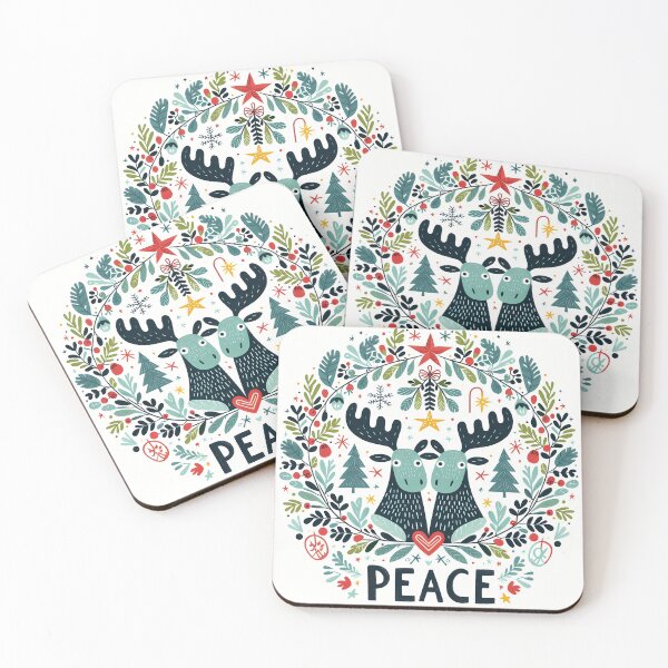 Item preview, Peaceful Moose Harmony - Scandinavian Folk Art by heidiannemorris © designed and sold by FOLK ART FUSION by heidiannemorris.