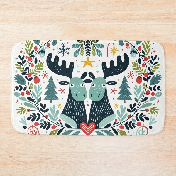 Item preview, Peaceful Moose Harmony - Scandinavian Folk Art by heidiannemorris © designed and sold by FOLK ART FUSION by heidiannemorris.