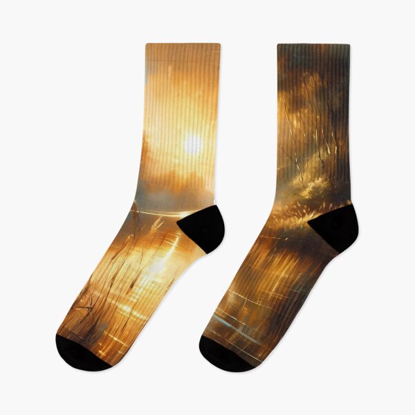 Item preview,  Golden Lake Sunset – Painterly Tranquil Landscape designed and sold by Dino-Lune.