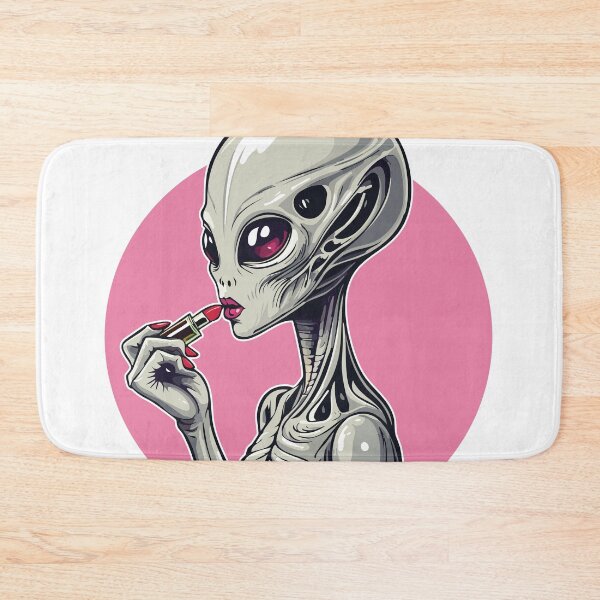 Item preview, UFO UAP Beautiful Alien Grey applying Lipstick designed and sold by FoxWink Inc.