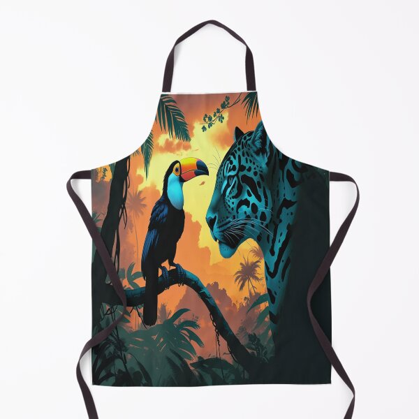 Item preview, Jaguar Toucan Silhouette Tropical Rainforest Art designed and sold by Max Store.