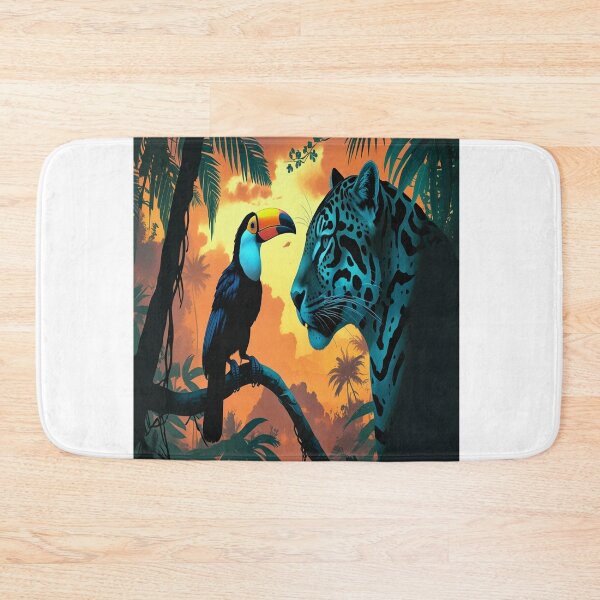 Item preview, Jaguar Toucan Silhouette Tropical Rainforest Art designed and sold by Max Store.