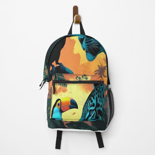 Item preview, Jaguar Toucan Silhouette Tropical Rainforest Art designed and sold by Max Store.