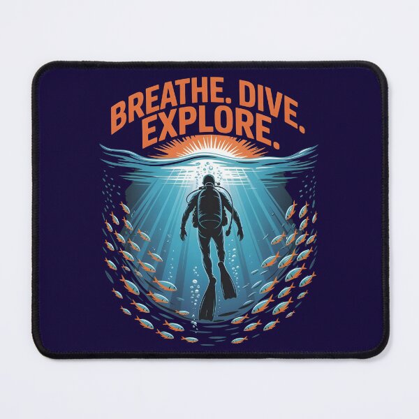 Item preview, Sea Explorer Turquoise Glow Scuba Diver Silhouette T‑Shirt – Breathe Dive Explore designed and sold by al21ex.