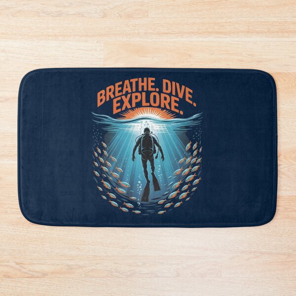Item preview, Sea Explorer Turquoise Glow Scuba Diver Silhouette T‑Shirt – Breathe Dive Explore  designed and sold by al21ex.