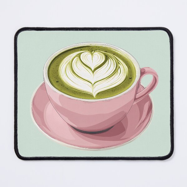 Item preview, Matcha Latte Art In a Pink Cup designed and sold by sakurashorty.