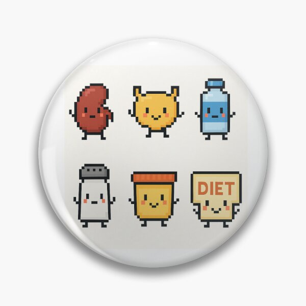 Item preview, Cute Pixel Kidney & Friends – Bladder, Water Bottle, Salt, Urine Cup & Diet designed and sold by Sabbara.