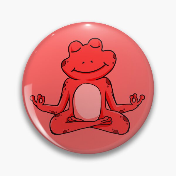 Item preview, Zen Frog – Red Cartoon Frog Meditating in Yoga Pose designed and sold by EmeraldeaArt.