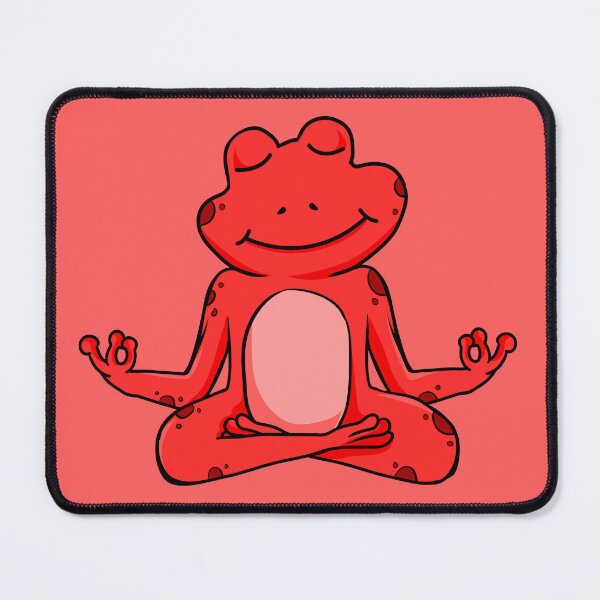 Item preview, Zen Frog – Red Cartoon Frog Meditating in Yoga Pose designed and sold by EmeraldeaArt.