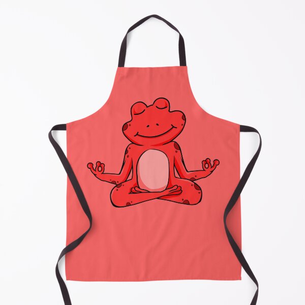 Item preview, Zen Frog – Red Cartoon Frog Meditating in Yoga Pose designed and sold by EmeraldeaArt.