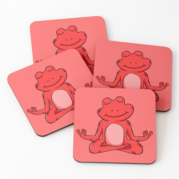 Item preview, Zen Frog – Red Cartoon Frog Meditating in Yoga Pose designed and sold by EmeraldeaArt.