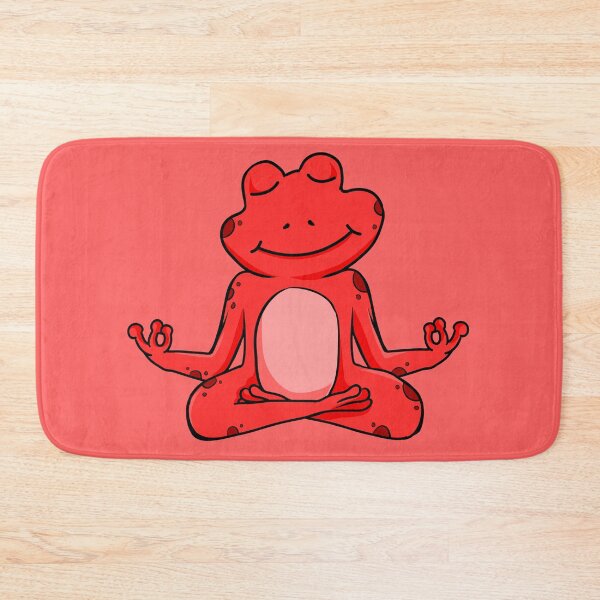 Item preview, Zen Frog – Red Cartoon Frog Meditating in Yoga Pose designed and sold by EmeraldeaArt.