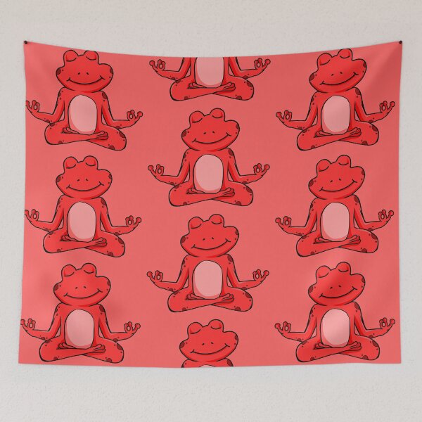 Item preview, Zen Frog – Red Cartoon Frog Meditating in Yoga Pose designed and sold by EmeraldeaArt.