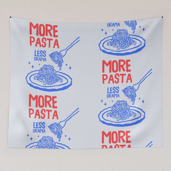 Item preview, More Pasta Less Drama – Funny Italia Quote Red - Blue Design designed and sold by EmeraldeaArt.