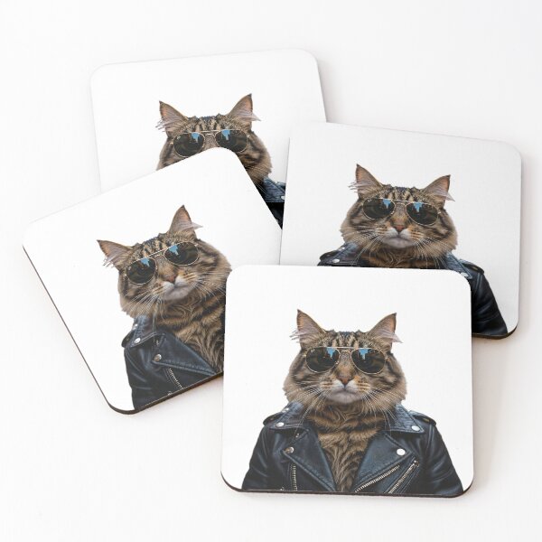 Item preview, Cool Cat in Leather Jacket Sunglasses designed and sold by AnimateLover.