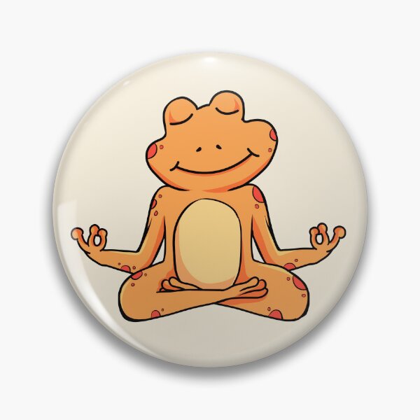 Item preview, Zen Frog – Orange Cartoon Frog Meditating in Yoga Pose designed and sold by EmeraldeaArt.