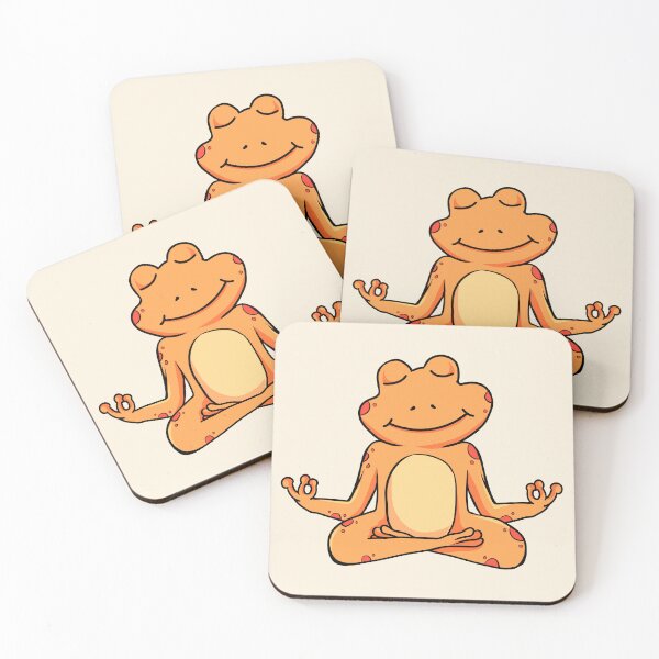Item preview, Zen Frog – Orange Cartoon Frog Meditating in Yoga Pose designed and sold by EmeraldeaArt.