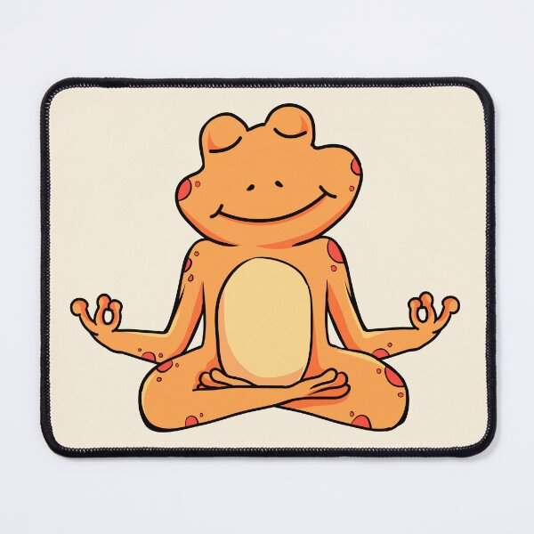 Item preview, Zen Frog – Orange Cartoon Frog Meditating in Yoga Pose designed and sold by EmeraldeaArt.
