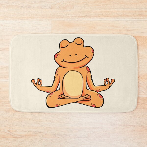 Item preview, Zen Frog – Orange Cartoon Frog Meditating in Yoga Pose designed and sold by EmeraldeaArt.