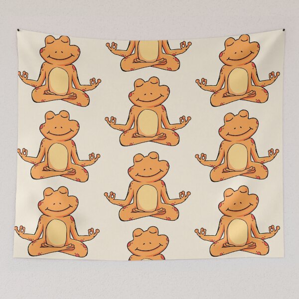 Item preview, Zen Frog – Orange Cartoon Frog Meditating in Yoga Pose designed and sold by EmeraldeaArt.