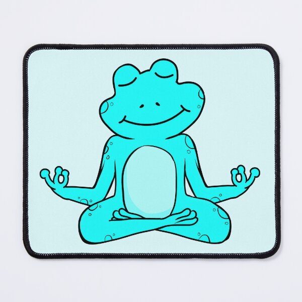 Item preview, Zen Frog – Vibrant Light Blue Cartoon Frog Meditating in Yoga Pose designed and sold by EmeraldeaArt.
