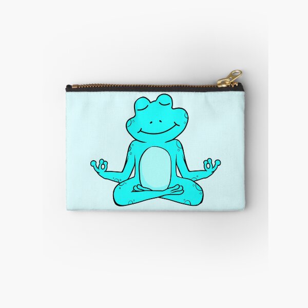 Item preview, Zen Frog – Vibrant Light Blue Cartoon Frog Meditating in Yoga Pose designed and sold by EmeraldeaArt.