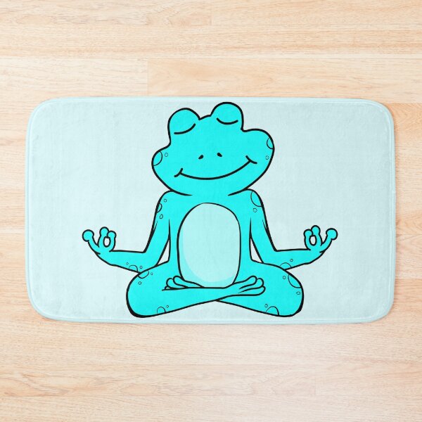 Item preview, Zen Frog – Vibrant Light Blue Cartoon Frog Meditating in Yoga Pose designed and sold by EmeraldeaArt.
