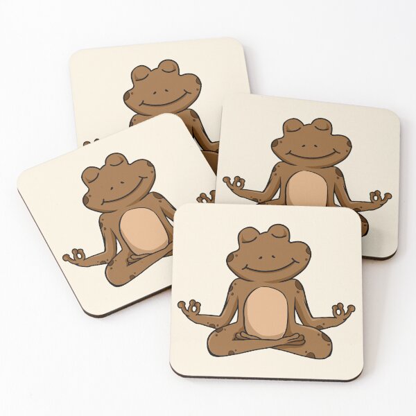 Item preview, Zen Frog – Brown Cartoon Frog Meditating in Yoga Pose designed and sold by EmeraldeaArt.