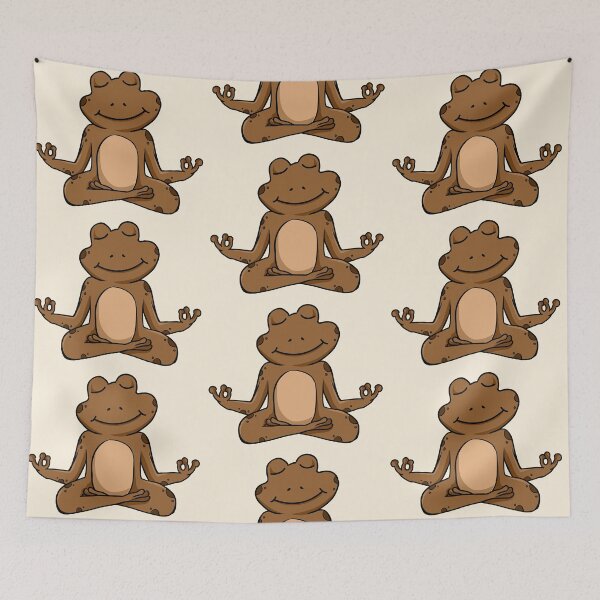 Item preview, Zen Frog – Brown Cartoon Frog Meditating in Yoga Pose designed and sold by EmeraldeaArt.