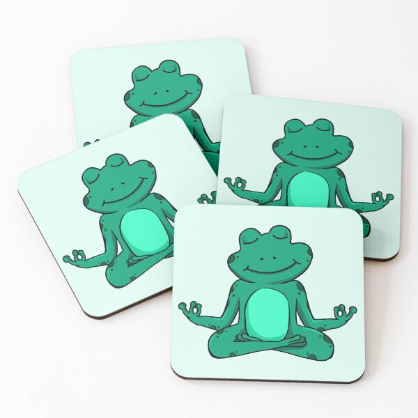 Item preview, Zen Frog – Teal Cartoon Frog Meditating in Yoga Pose designed and sold by EmeraldeaArt.