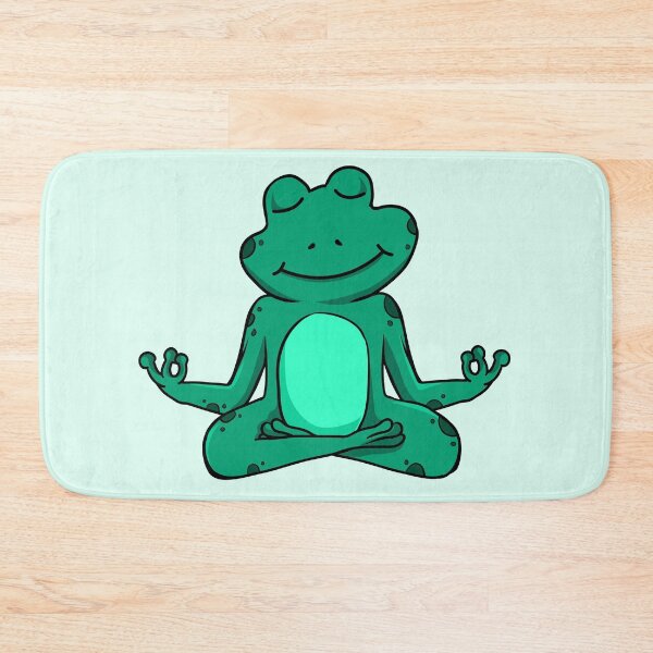 Item preview, Zen Frog – Teal Cartoon Frog Meditating in Yoga Pose designed and sold by EmeraldeaArt.