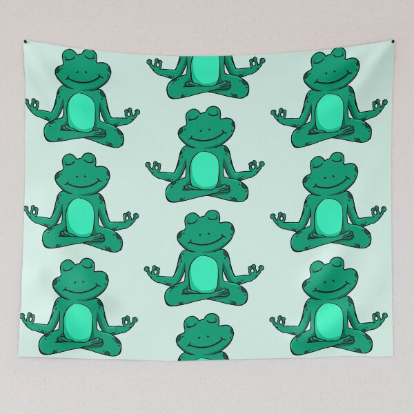 Item preview, Zen Frog – Teal Cartoon Frog Meditating in Yoga Pose designed and sold by EmeraldeaArt.