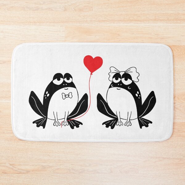 Item preview, Frog Lovers – Black and White Toad Couple with Heart Balloon designed and sold by EmeraldeaArt.