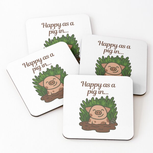Item preview, Happy as a Pig in… Mud – Funny Cartoon Pig Design designed and sold by CanSparkleArt.