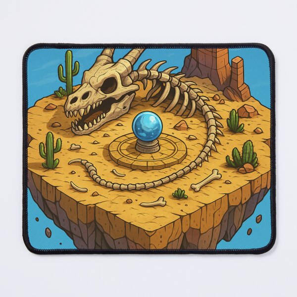 Item preview, Desert Island with Dragon Skeleton – Fantasy Isometric Art designed and sold by InspireHaven.