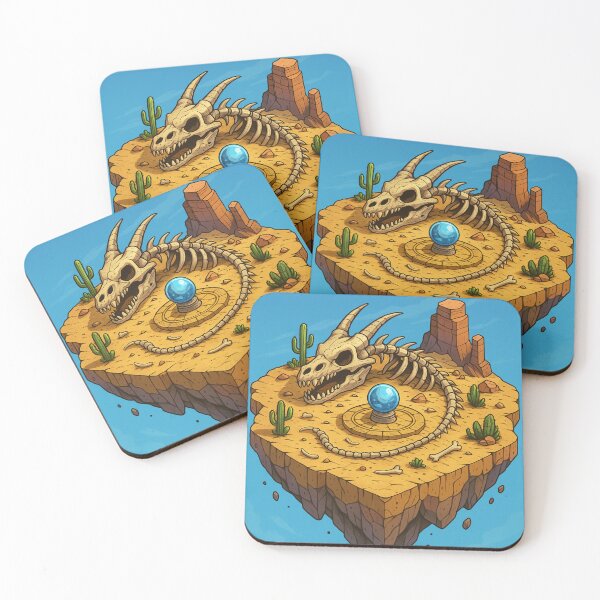 Item preview, Desert Island with Dragon Skeleton – Fantasy Isometric Art designed and sold by InspireHaven.