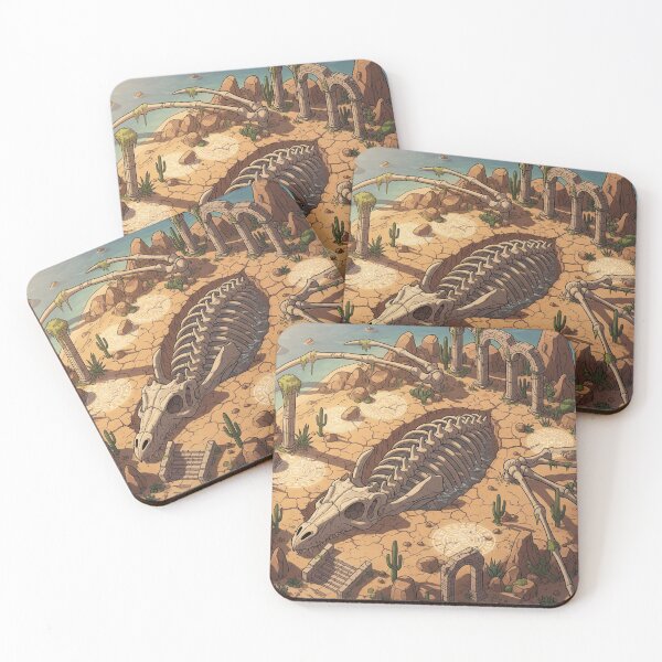 Item preview, Desert Island with Dragon Skeleton – Fantasy Isometric Art designed and sold by InspireHaven.