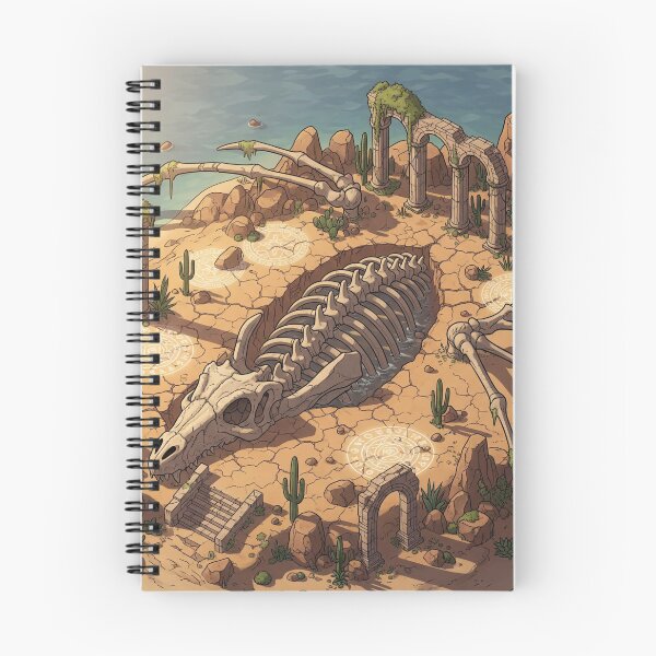 Item preview, Desert Island with Dragon Skeleton – Fantasy Isometric Art designed and sold by InspireHaven.