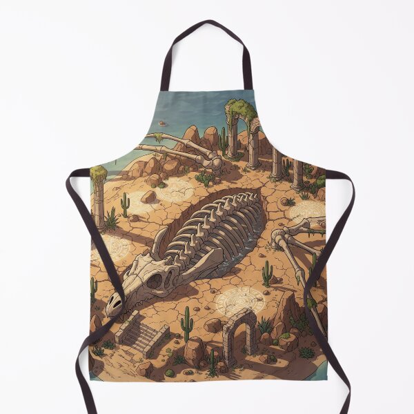 Item preview, Desert Island with Dragon Skeleton – Fantasy Isometric Art designed and sold by InspireHaven.