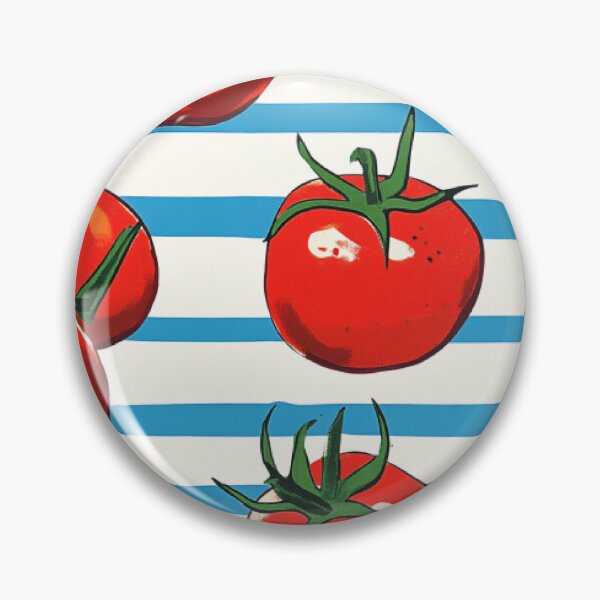 Item preview, Mediterranean Pomodoro Pattern – Red Tomatoes on White with Soft Blue Lines designed and sold by EmeraldeaArt.